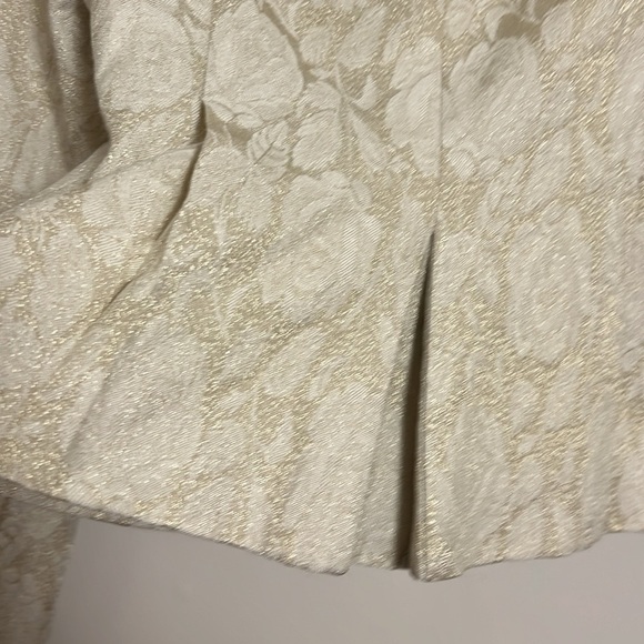 Banana Republic Cream Wool Brocade Tapered Cropped Blazer Size  2 Quiet Luxury - Picture 11 of 16